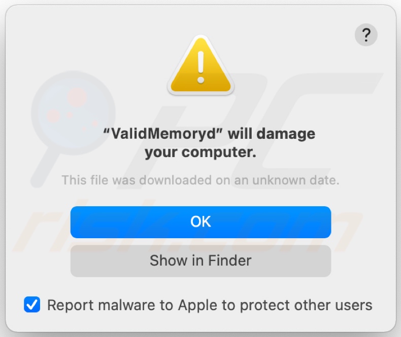 ValidMemory logiciel publicitaire pop-up