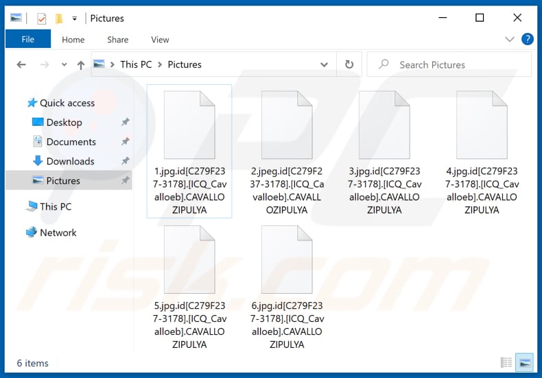 Fichiers cryptés par le ransomware CAVALLOZIPULYA (extension .CAVALLOZIPULYA)