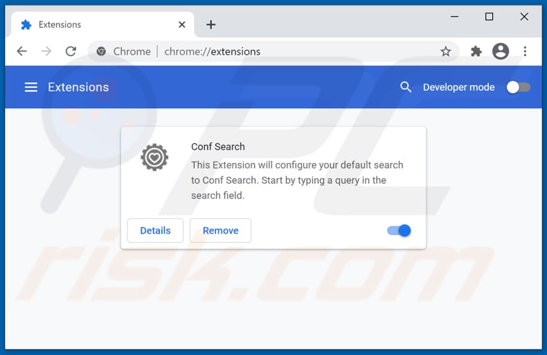 Suppression des extensions Google Chrome associées à conf-search.com