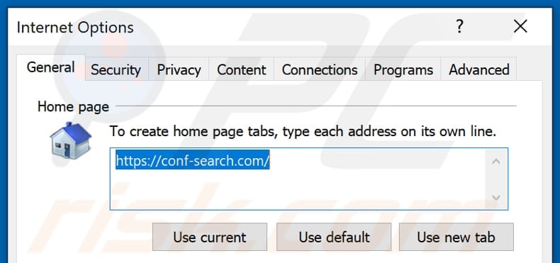 Suppression de conf-search.com de la page d'accueil d'Internet Explorer