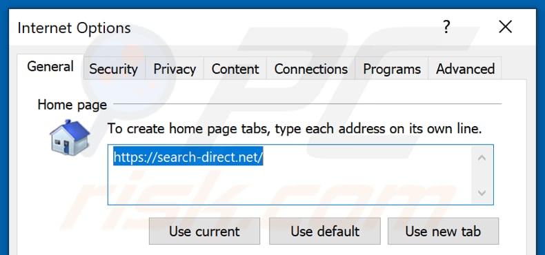 Suppression de search-direct.net de la page d'accueil d'Internet Explorer