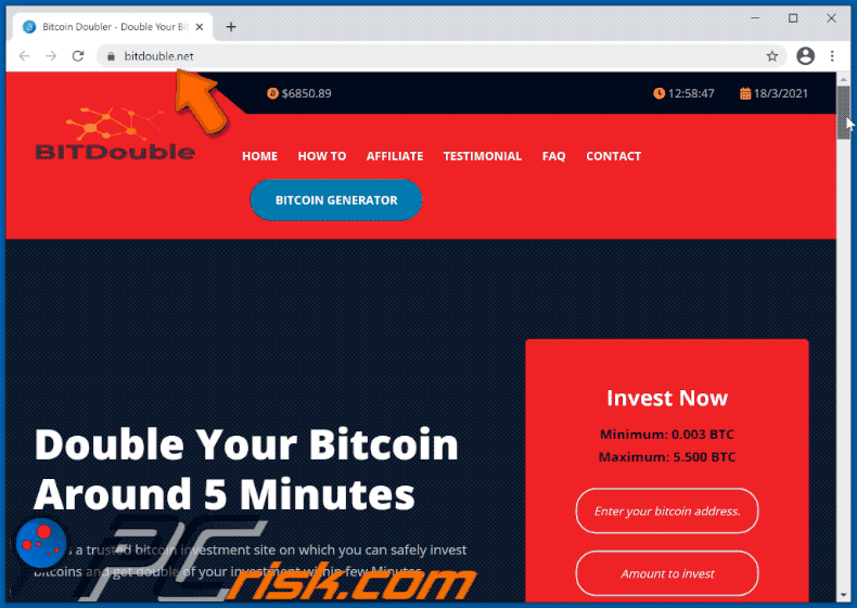 Doublez votre site Web de phishing Bitcoin - bitdouble.net