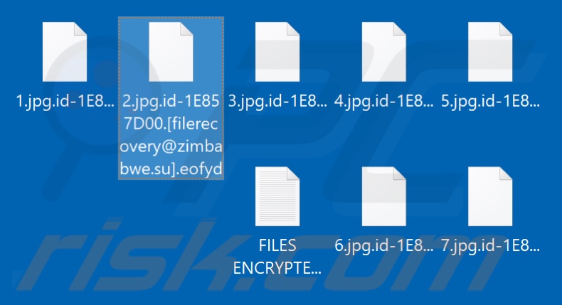 Fichiers cryptés par le ransomware Eofyd (extension .eofyd)