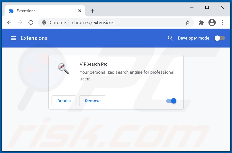 Suppression des extensions Google Chrome liées à vipsearch.guru