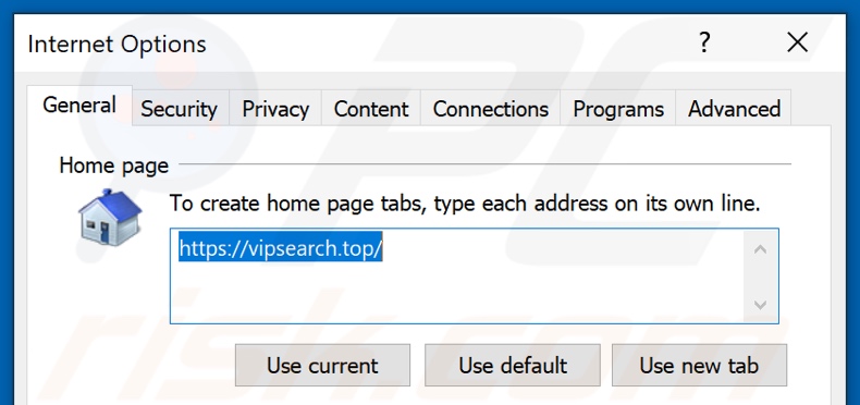 Suppression de vipsearch.guru de la page d'accueil d'Internet Explorer