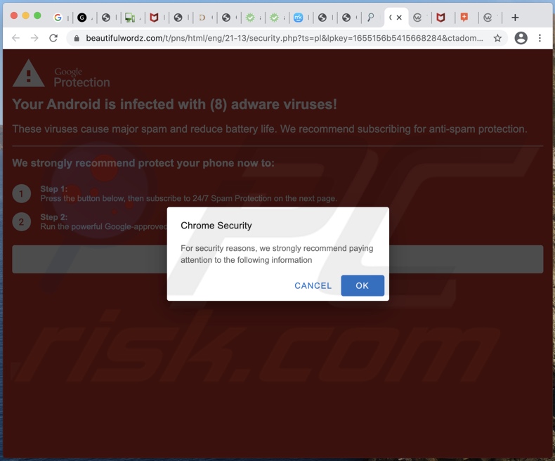 Votre Android est infecté par (8) virus publicitaires! escroquer
