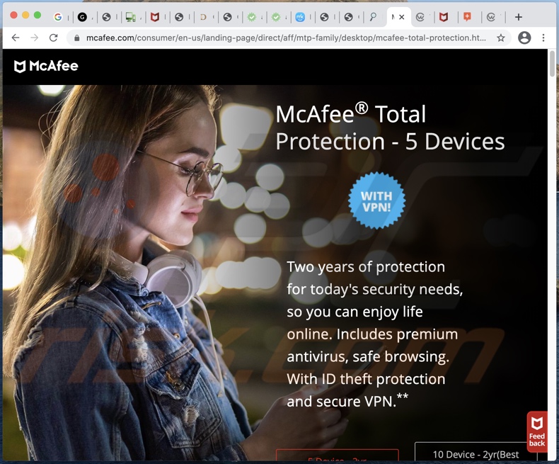 Votre Android est infecté par (8) virus publicitaires!  escroquerie faisant la promotion de l'antivirus McAfee légitime