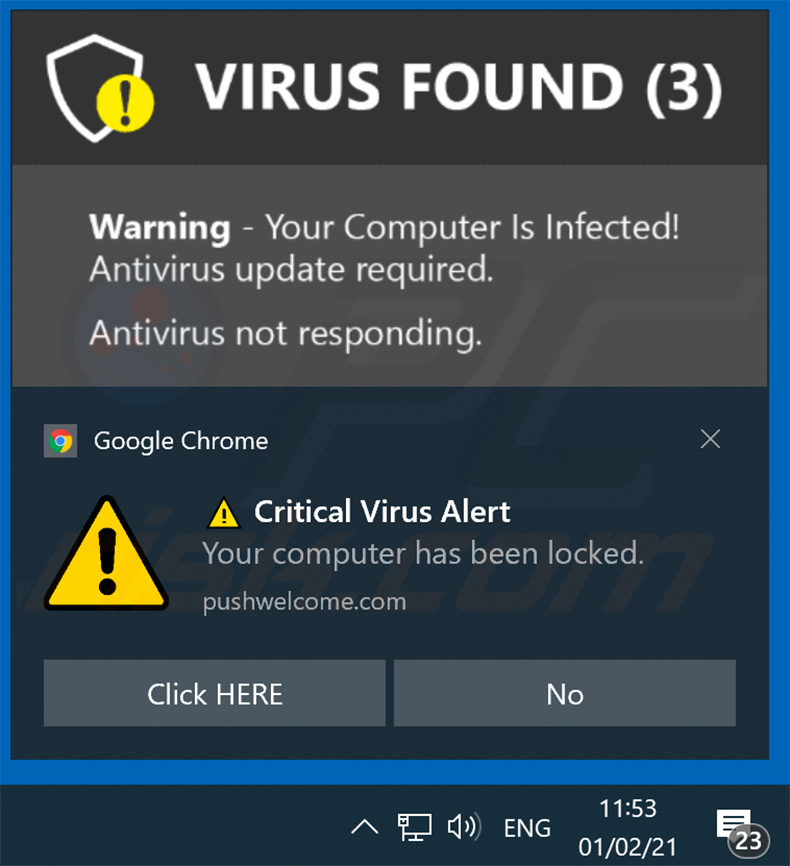 Votre abonnement ANTIVIRUS a expiré arnaque promue via la notification du navigateur (exemple 1)