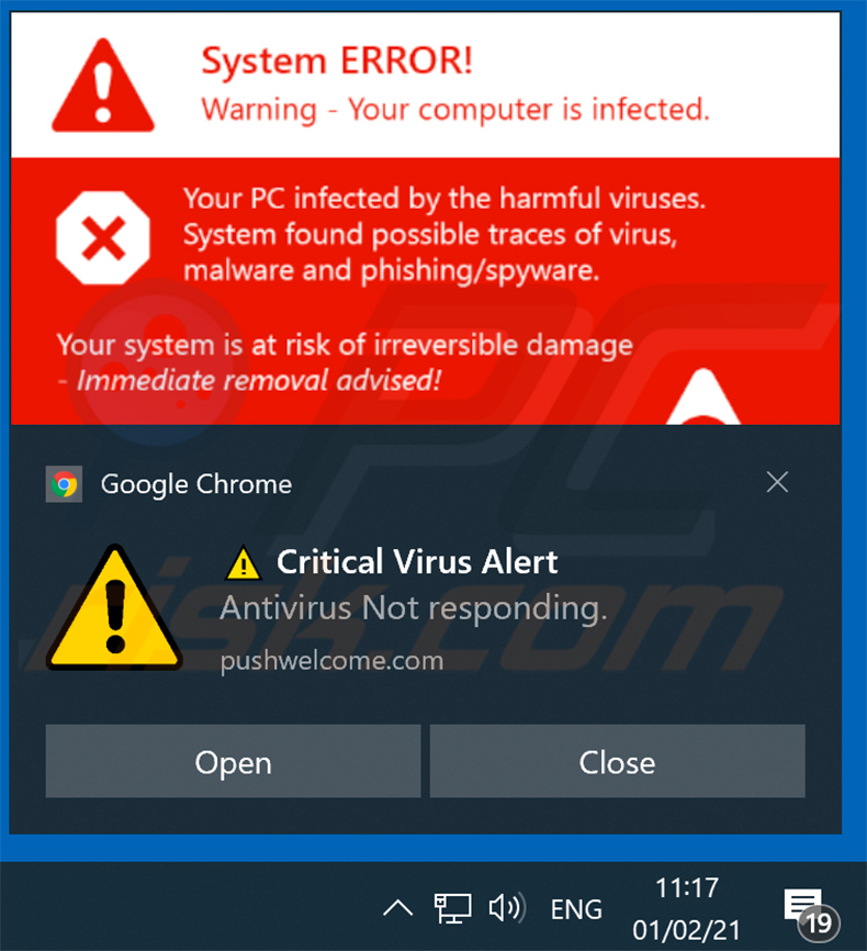 Votre abonnement ANTIVIRUS a expiré arnaque promue via la notification du navigateur (exemple 2)