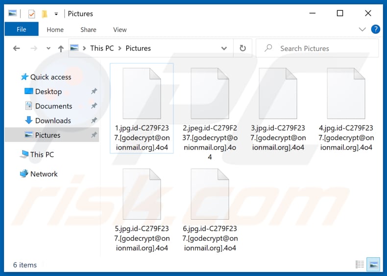 Fichiers cryptés par le ransomware 4o4 (extension .4o4)