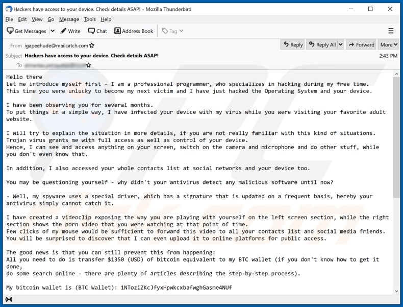 Je suis un programmeur professionnel spécialisé dans le piratage de campagnes de spam par courrier électronique frauduleux