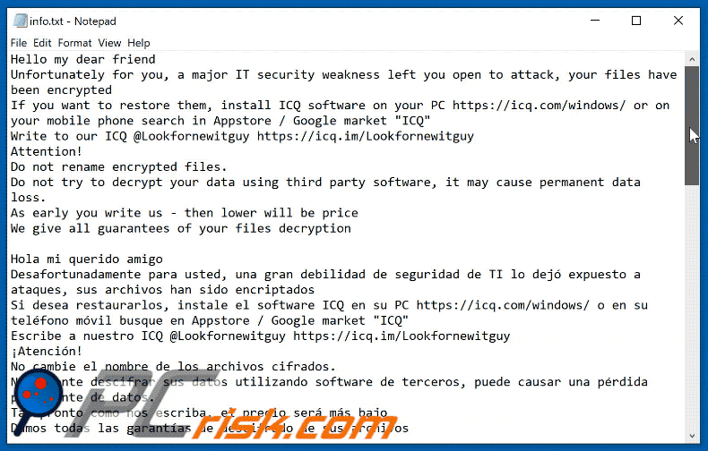 lookfornewitguy ransomware note de texte info.txt apparence