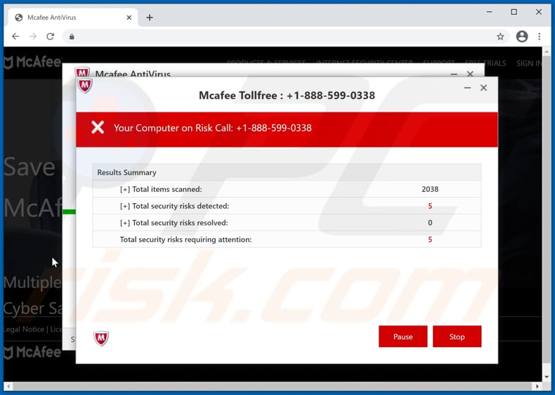 Escroquerie du support technique McAfee Tollfree