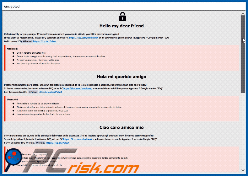 polsat ransomware ransom note apparence gif