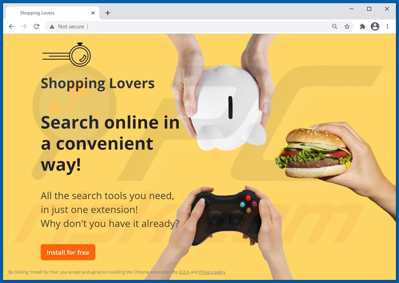 Adware Shopping Lovers faisant la promotion d'un site Web