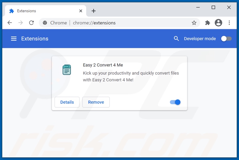 Suppression des publicités Easy 2 Convert 4 Me de Google Chrome étape 2