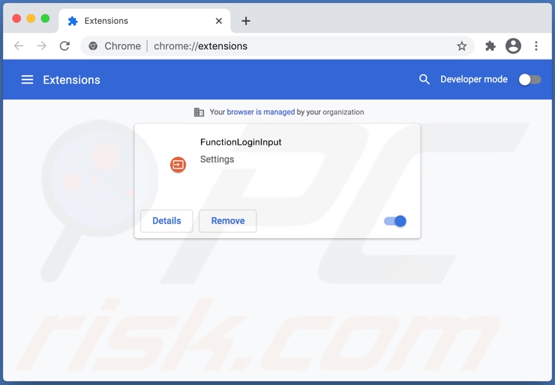 Pirate de navigateur FunctionLogInput installé sur Google Chrome