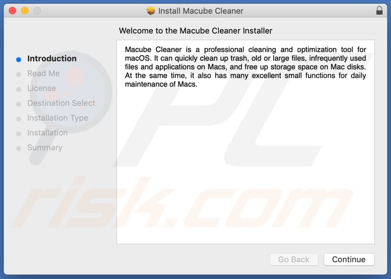 Configuration de l'installation de Macube Cleaner PUA