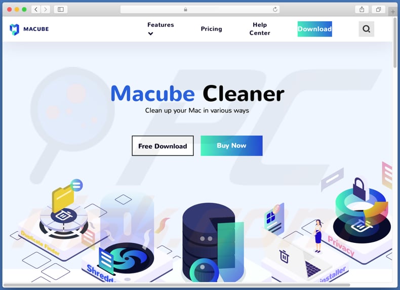 Site Web utilisé pour promouvoir Macube Cleaner PUA