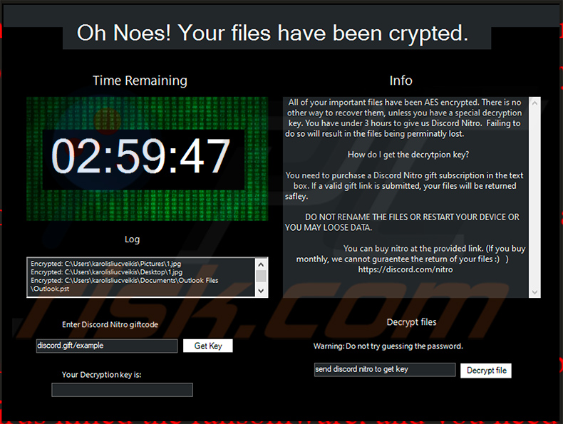 Fenêtre pop-up Nitro Ransomware (2021-05-04)