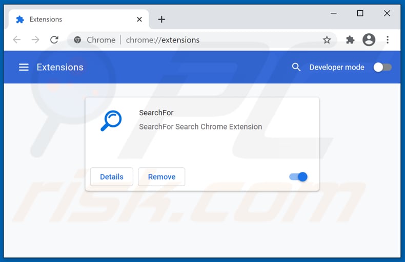 Suppression des extensions Google Chrome liées à searchfor.cc