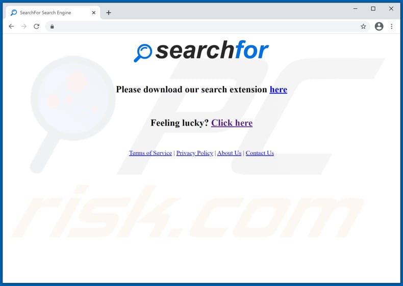 Site Web utilisé pour promouvoir le pirate de navigateur SearchFor