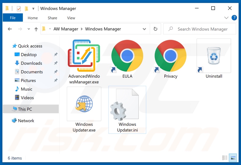Dossier d'installation du logiciel de publicité Windows Manager