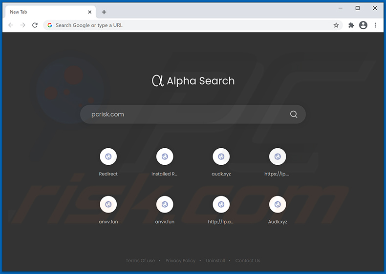 Mise à jour de la page d'accueil d'Alpha Search