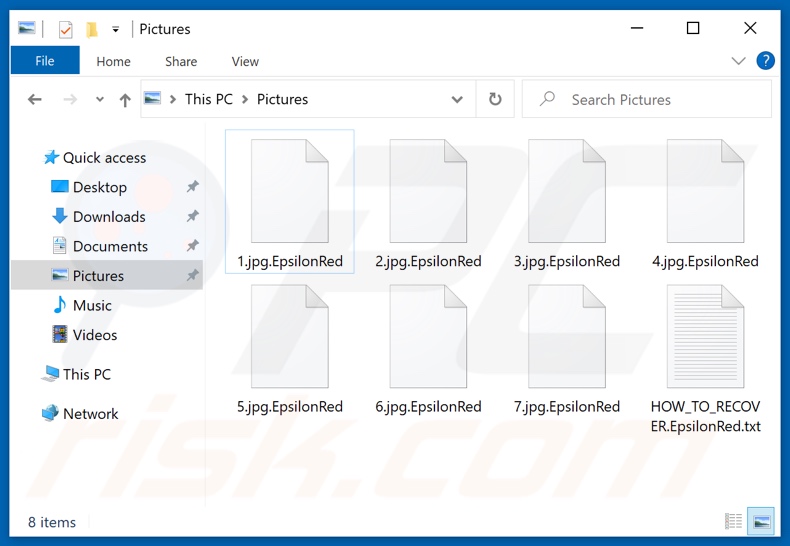 Fichiers chiffrés par le ransomware EpsilonRed (extension .EpsilonRed)