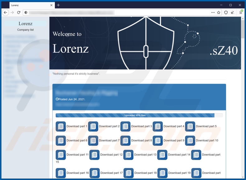 Site de fuite de données du rançongiciel Lorenz