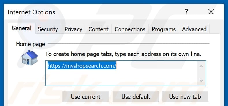 Suppression de myshopsearch.com de la page d'accueil d'Internet Explorer