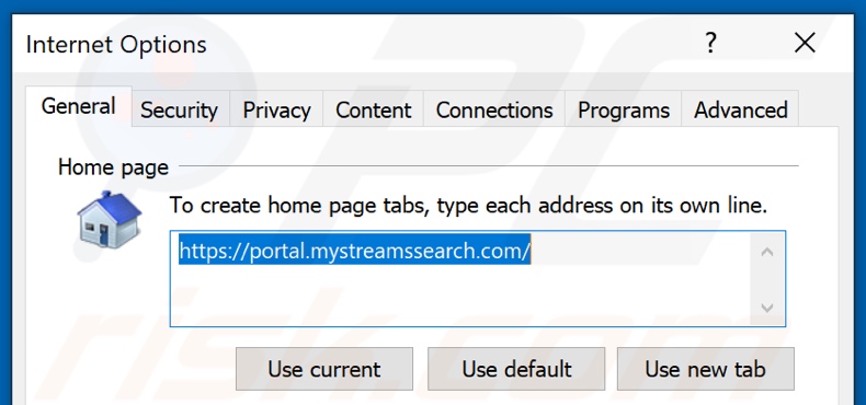Suppression de mystreamssearch.com de la page d'accueil d'Internet Explorer