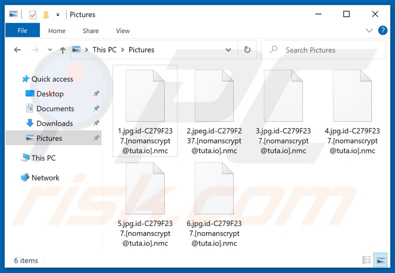 Fichiers cryptés par le ransomware Nmc (extension .nmc)