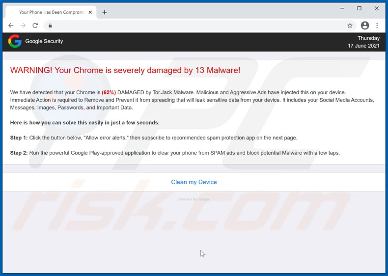 Votre Chrome est gravement endommagé par 13 Malware !  escroquer