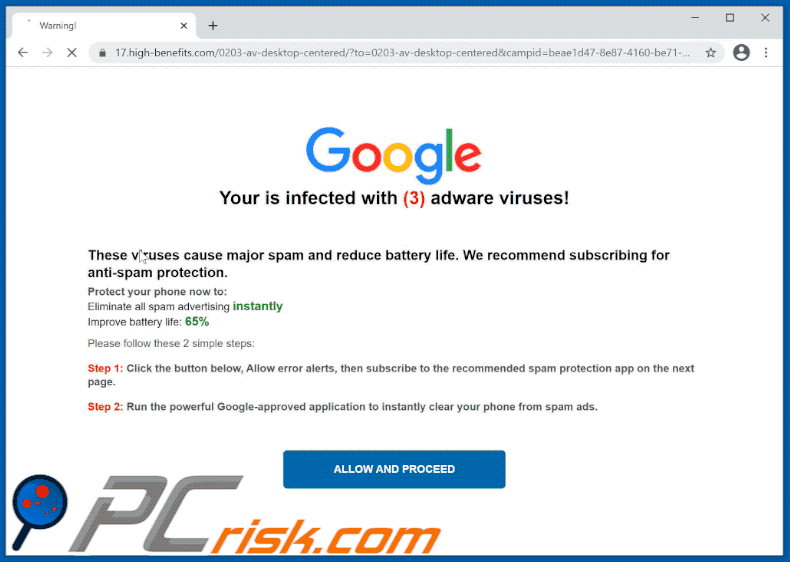 Apparence de votre appareil est infecté par une escroquerie de virus de spam