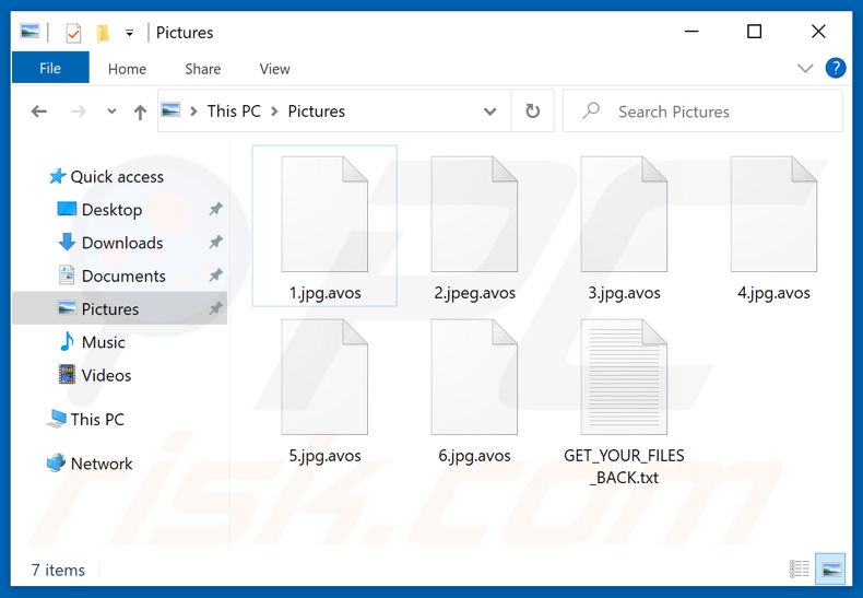 Fichiers chiffrés par le ransomware AvosLocker (extension .avos)