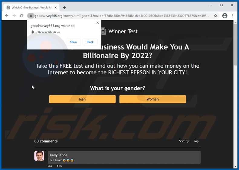 goodsurvey365[.]org pop-up redirections