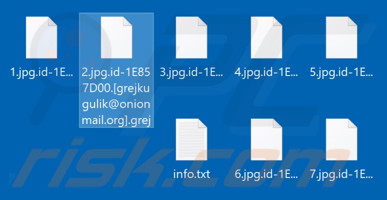 Fichiers cryptés par le ransomware Grej (extension .grej)