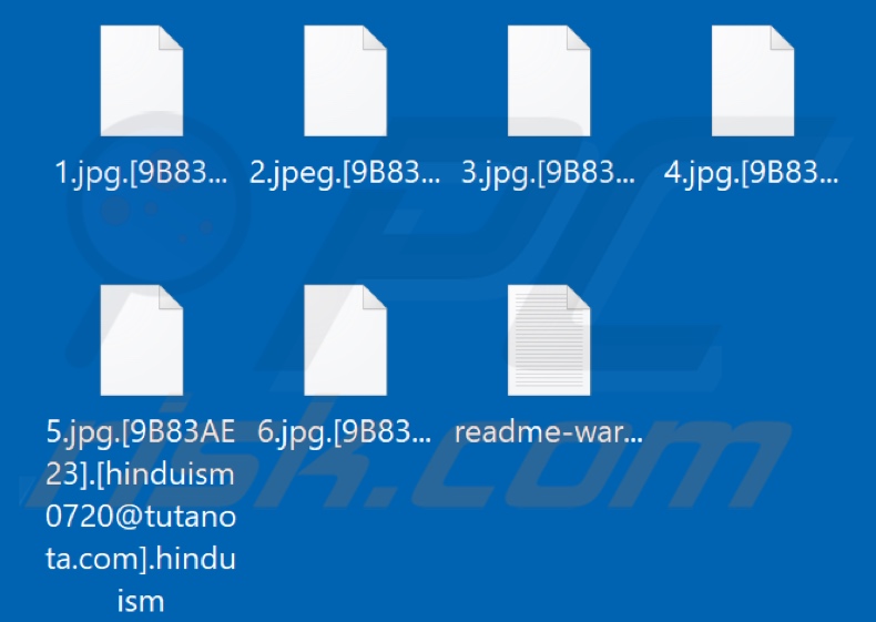 Fichiers cryptés par le ransomware Hinduism (extension .hinduism)