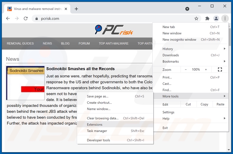 Suppression des annonces jashautchord[.]com de Google Chrome étape 1