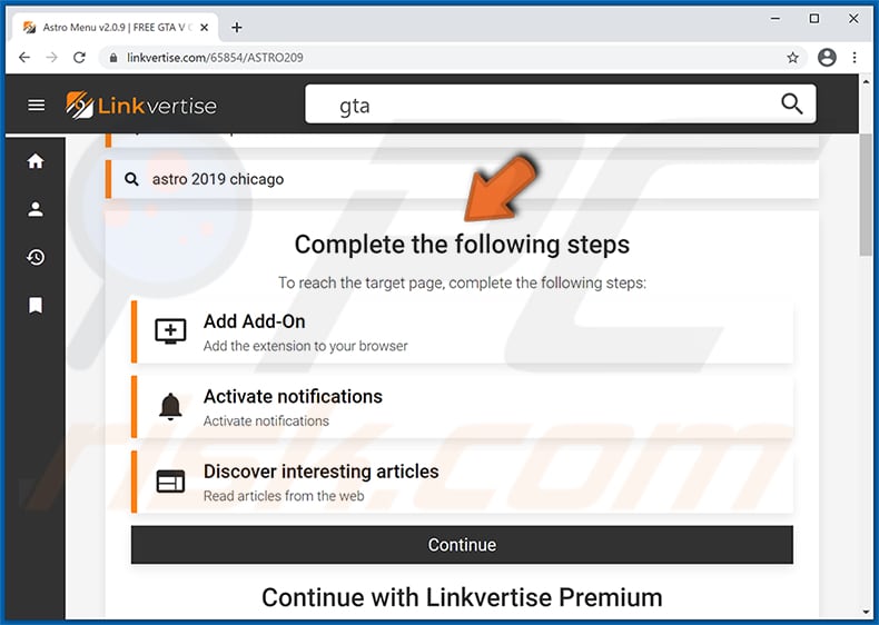 linkvertise.com ads encourage à effectuer trois étapes