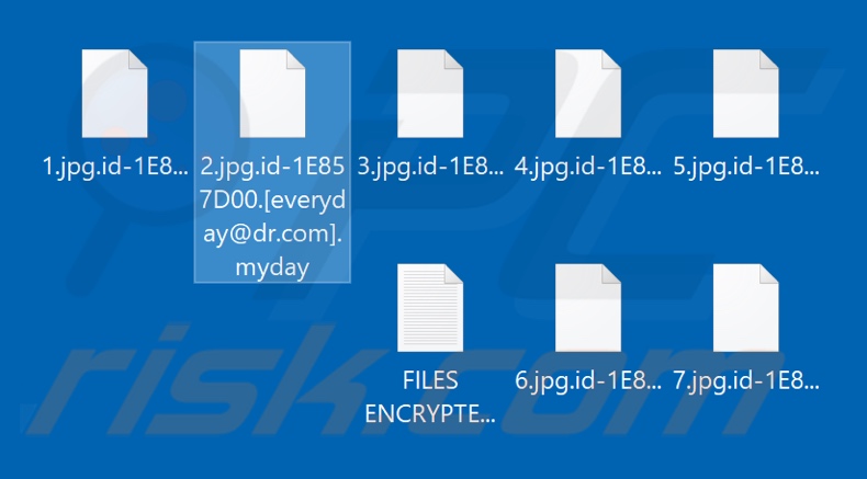 Fichiers chiffrés par le ransomware Myday (extension .myday)