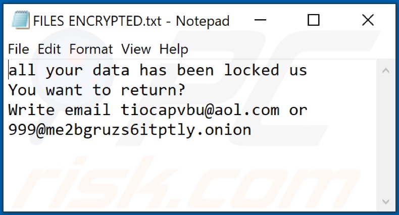 OFF fichier texte ransomware (FILES ENCRYPTED.txt)