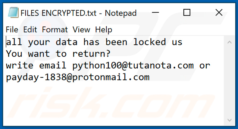 Suspendre le fichier texte du ransomware (FILES ENCRYPTED.txt)