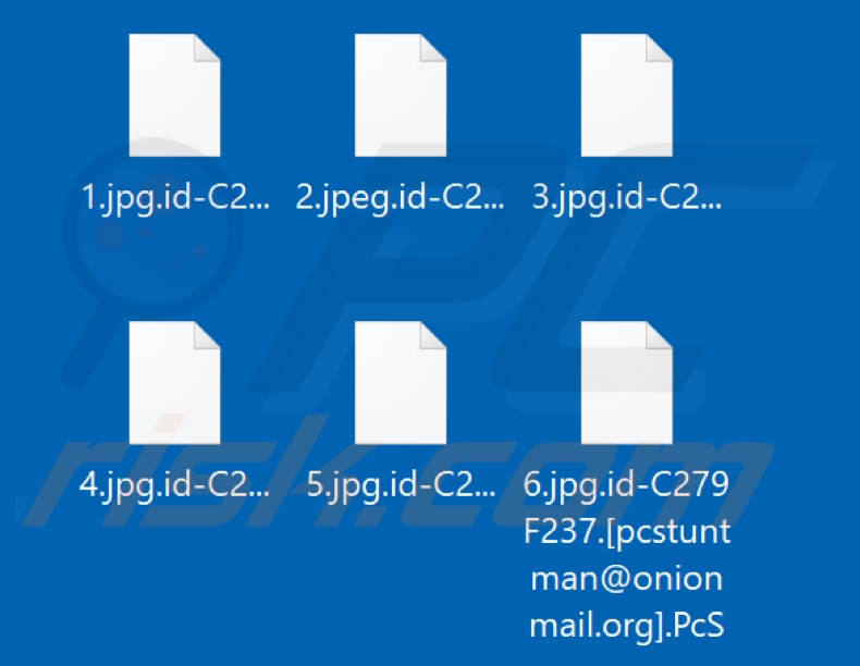 Fichiers cryptés par le ransomware PcS (extension .PcS)