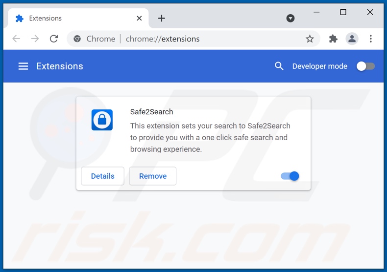 Suppression des extensions Google Chrome liées à search.safe2search.com