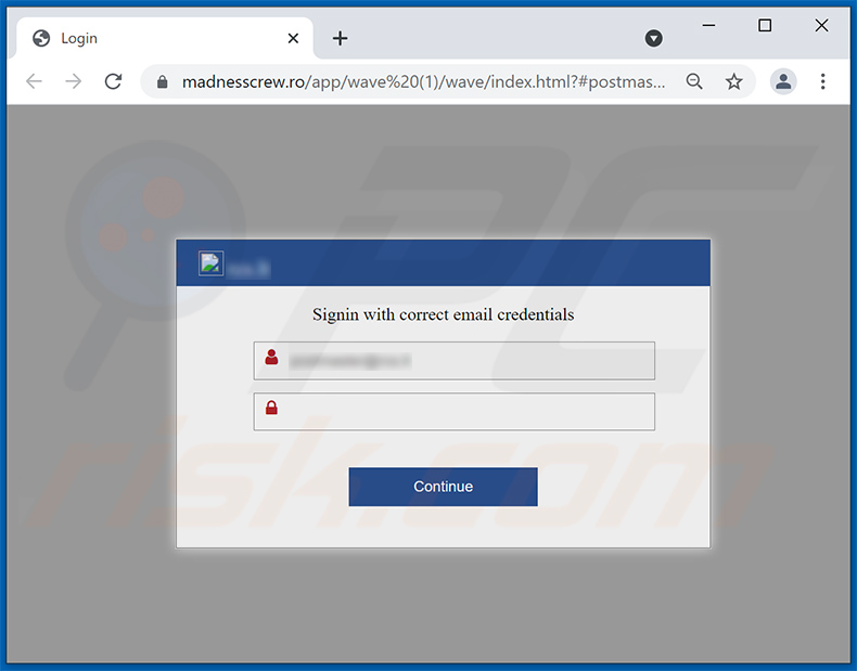 Site de phishing promu via le spam Upgrade Email (madnesscrew[.]ro)