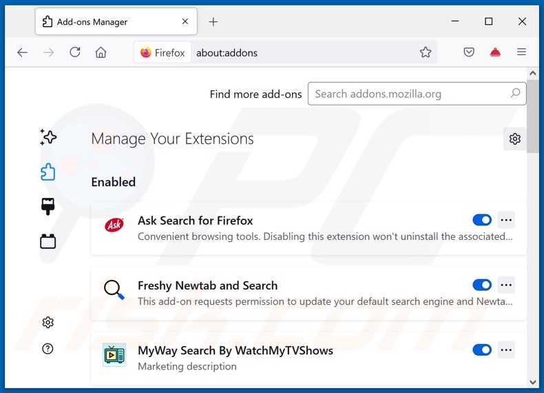 Suppression des extensions Mozilla Firefox liées à video-searchz.com