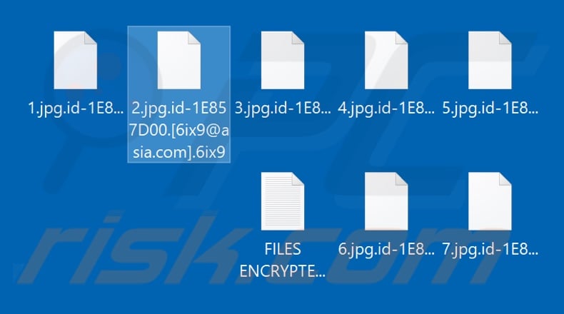 Fichiers cryptés par le ransomware 6ix9 (extension .6ix9)