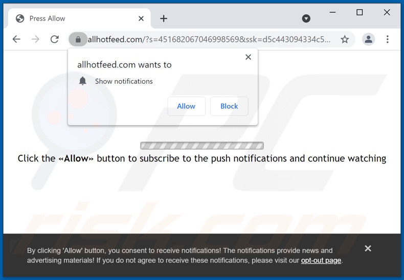 les redirections pop-up allhotfeed[.]com